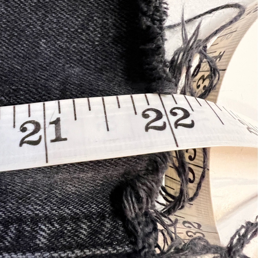 River Island Petite Black Wash High Rise Distressed Raw Hem Straight Leg Jeans - Picture 12 of 15